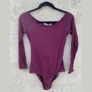 Maroon long sleeve jump suit